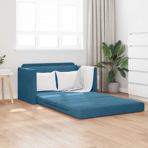 vidaXL Sof&aacute;-Cama 110cm Azul Veludo