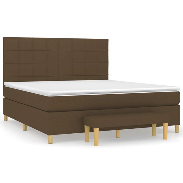 vidaXL Cama com molas/colch&atilde;o 180x200 cm tecido castanho-escuro