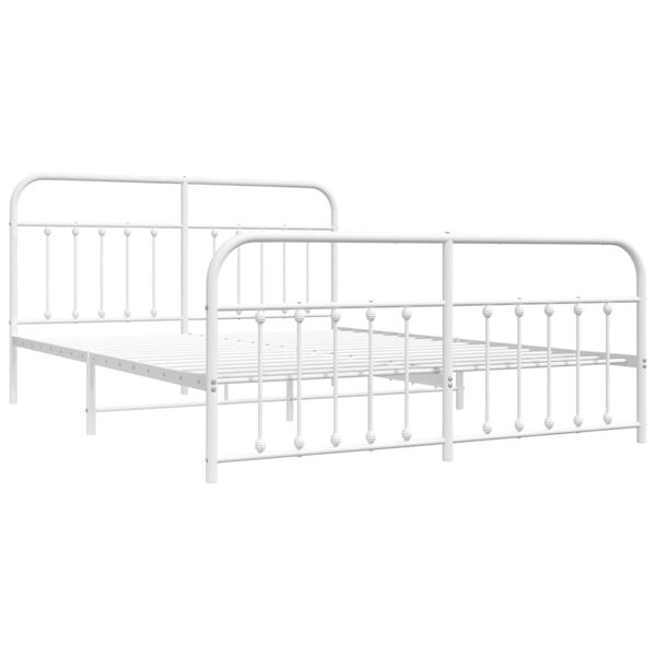 vidaXL Estrutura de cama com cabeceira e p&eacute;s 160x200 cm metal branco