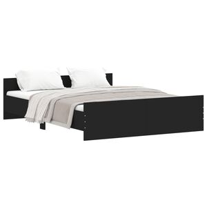 vidaXL Estrutura de cama com cabeceira e apoio p&eacute;s 160x200 cm preto