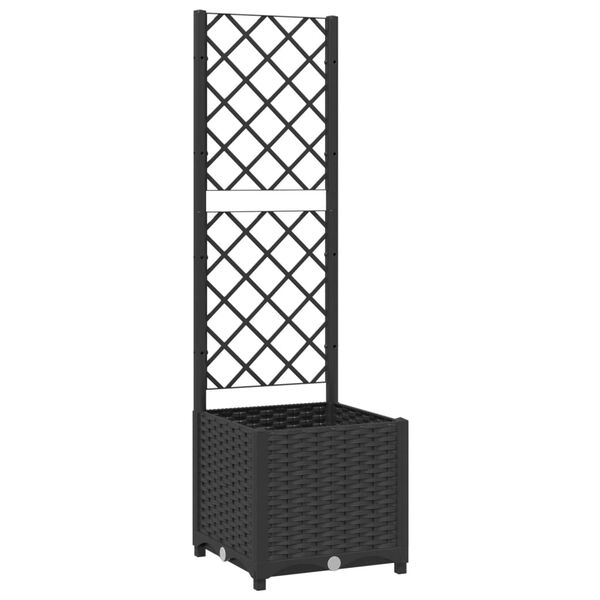 vidaXL Vaso de jardim com treliça preto 40x40x136 cm PP