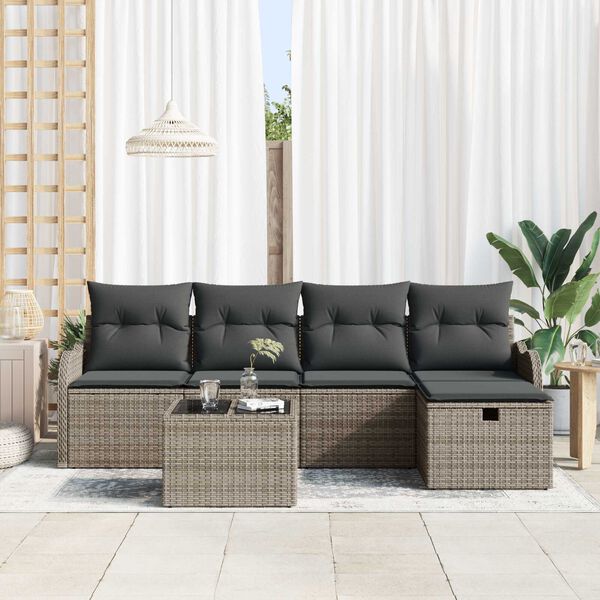vidaXL Conjunto de Sofá de Jardim 6 pcs Cinzeto 231 x 117 x 85 cm