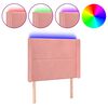 vidaXL Cabeceira de cama c/ luzes LED veludo 93x16x118/128 cm rosa