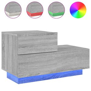 vidaXL Mesa de cabeceira com luzes LED 70x36x40,5 cm cinzento-sonoma