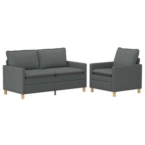 vidaXL Conjunto de Sof&aacute;s 2 unid. Cinzento-Escuro Tecido