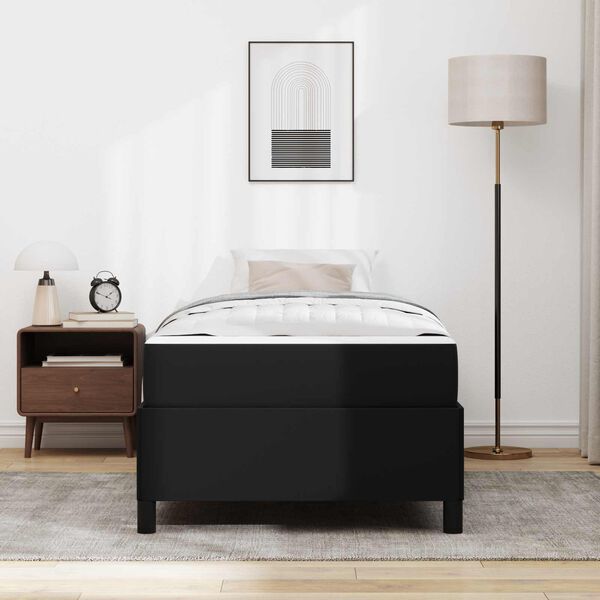 vidaXL Estrutura da Cama com colch&atilde;o Preto 90 x 190 cm tecido