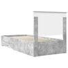 vidaXL Estrutura da Cama com gaveta Cinza Concreto e Prata 75 x 190 cm