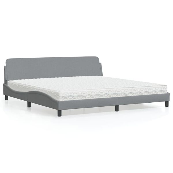 vidaXL Cama com colch&atilde;o Dover 200x200 cm tecido cinzento-claro