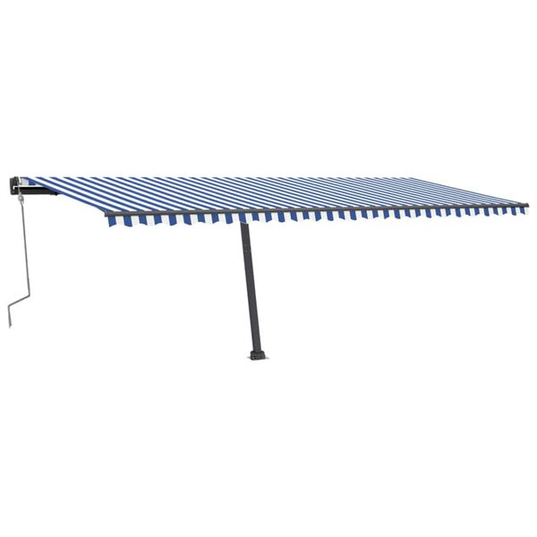 vidaXL Toldo retrátil manual independente 600x300 cm azul e branco
