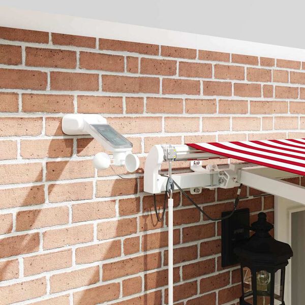 vidaXL Toldo Retr&aacute;til Vermelho e Branco 500 &times; 350 cm Poli&eacute;ster e Metal