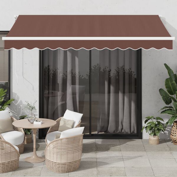 vidaXL Toldo retr&aacute;til autom&aacute;tico com luz LED 350x250 cm castanho