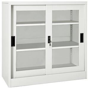 vidaXL Arm&aacute;rio com porta deslizante a&ccedil;o 90x40x90 cm cinzento-claro