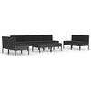 vidaXL 10 pcs conjunto lounge de jardim c/ almofad&otilde;es vime PE preto
