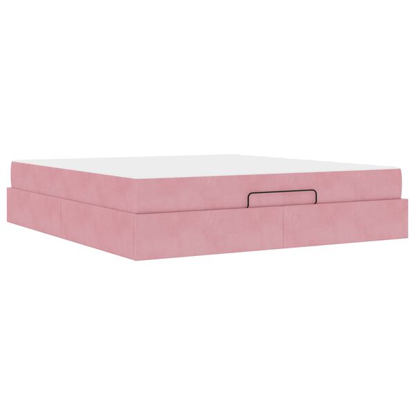 vidaXL Estrutura de cama com colch&atilde;o com colch&atilde;o 2 pcs Rosa Veludo