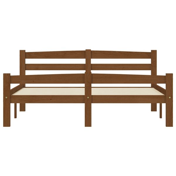 vidaXL Estrutura de cama 120x200 cm pinho maci&ccedil;o castanho mel
