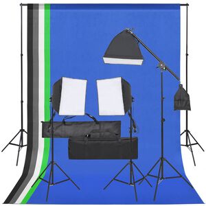 vidaXL Kit de est&uacute;dio fotogr&aacute;fico com conjunto de ilumina&ccedil;&atilde;o e fundo