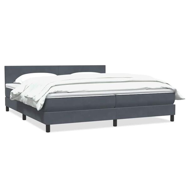 vidaXL Cama com molas/colch&atilde;o 180x210 cm veludo cinzento-escuro