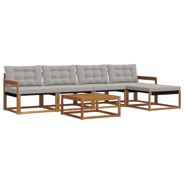 vidaXL Conjunto de Sof&aacute;s para Exterior 6 pcs Cinza Natural e Claro