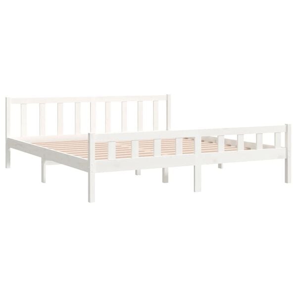 vidaXL Estrutura de cama 160x200 cm madeira maci&ccedil;a branco