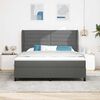 vidaXL Cama Box com colch&atilde;o Cinzento escuro 180 x 200 cm tecido