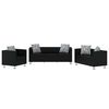vidaXL Conjunto sof&aacute;s de 2 e 3 lugares + poltrona couro artific. preto