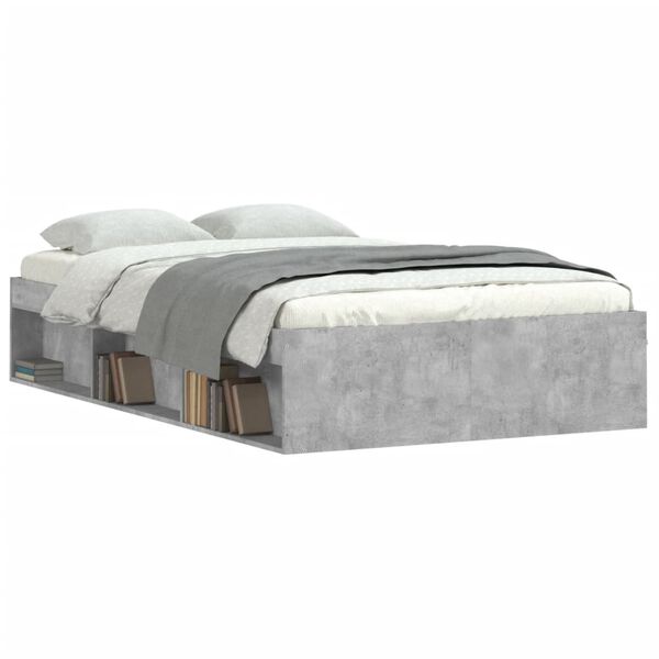 vidaXL Estrutura cama de casal pequena 120x190 cm cinza cimento