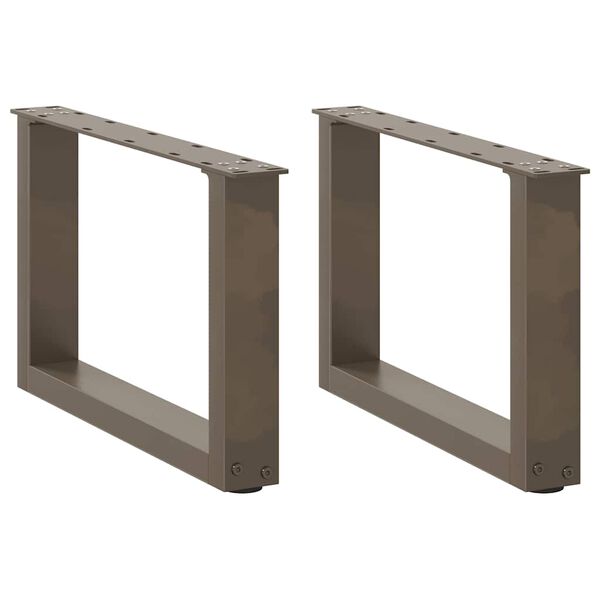 vidaXL Pés para mesa de centro em formato de U, 2 peças, aço natural, 50x(30-31) cm, aço