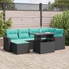 vidaXL 7 pcs conjunto sof&aacute;s jardim c/ almofad&otilde;es vime PE/ac&aacute;cia preto