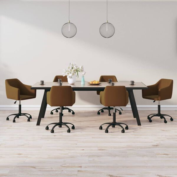 vidaXL Cadeiras de jantar girat&oacute;rias 6 pcs veludo castanho