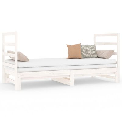 vidaXL Estrutura sofá-cama de puxar 2x(90x190) cm pinho maciço branco