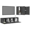 vidaXL 4 pcs conjunto de m&oacute;veis de TV contraplacado cinzento