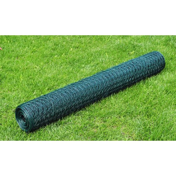 vidaXL Cerca de arame de galinheiro c/ revestimento em PVC 25x1m verde