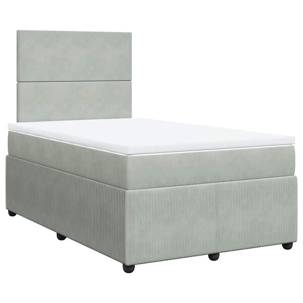 vidaXL Cama boxspring c/ colch&atilde;o 120x200 cm veludo cinzento-claro