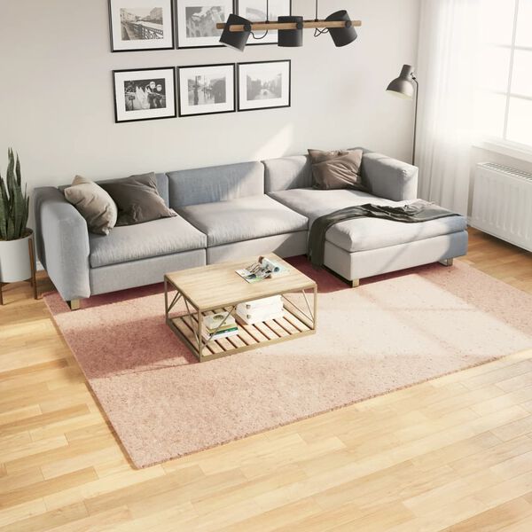 vidaXL Tapete pelo curto macio e lav&aacute;vel HUARTE 200x280 cm rosa-p&aacute;lido