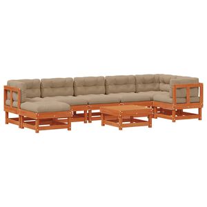 vidaXL Conjunto de Lounge de Jardim ARAKIL 8 unid. Castanho Encerado