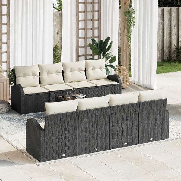 vidaXL Conjunto de Sof&aacute; de Jardim Preto 55 x 55 x 37 cm vime PE