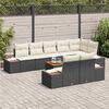 vidaXL Conjunto de Sof&aacute; de Jardim 8 pcs Preto e Creme Polirattan