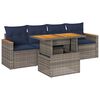 vidaXL 5 pcs conjunto sof&aacute;s de jardim c/ almofad&otilde;es vime PE cinzento