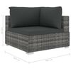 vidaXL 11 pcs conjunto lounge de jardim c/ almofad&otilde;es vime PE cinzento