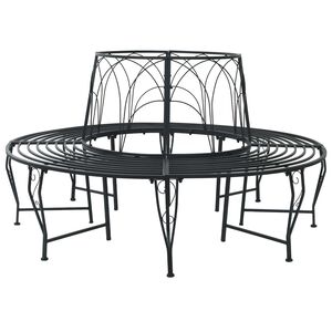 vidaXL Banco de &Aacute;rvore 8-N&uacute;mero de lugares &Oslash; 160 x 89 cm A&ccedil;o Preto