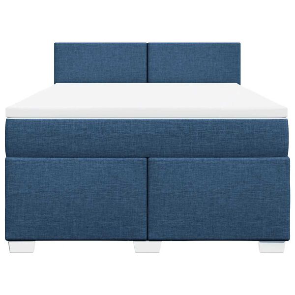vidaXL Cama com molas/colch&atilde;o 140x190 cm tecido azul