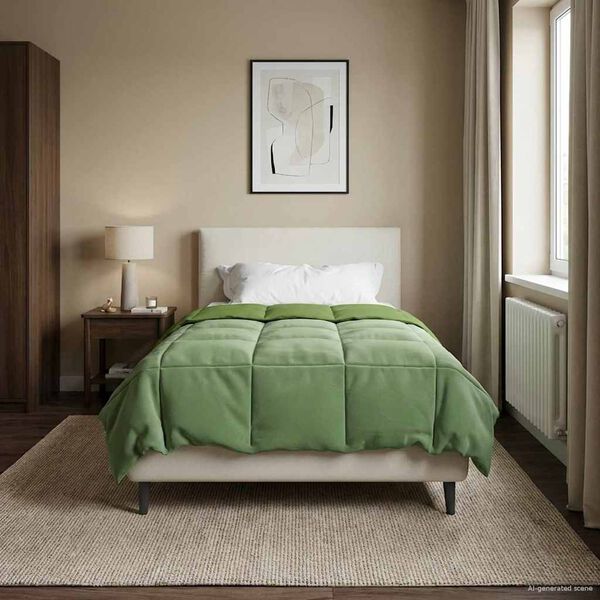 vidaXL Duvet de Ano Inteiro Colchonete Verde 140 x 220 cm Microfibra