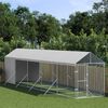 vidaXL Canil de exterior com teto 2x10x2,5 m a&ccedil;o galvanizado prateado