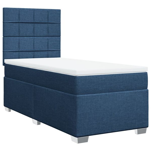 vidaXL Cama com molas/colch&atilde;o 90x190 cm tecido azul