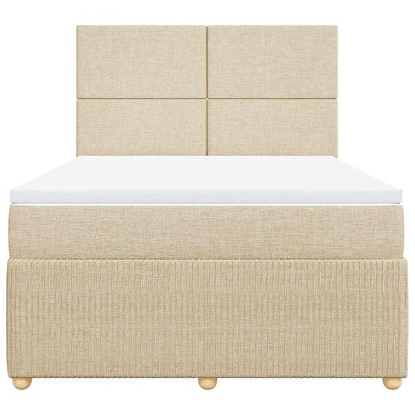 vidaXL Cama com molas/colch&atilde;o 140x190 cm tecido cor creme