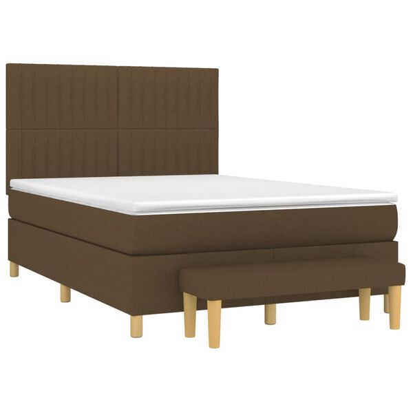 vidaXL Cama com molas/colch&atilde;o 140x190 cm tecido castanho-escuro