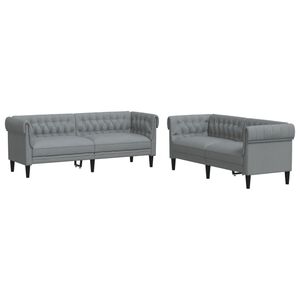 vidaXL 2 pcs conjunto de sof&aacute;s tecido cinzento-claro