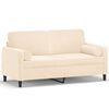 vidaXL Sof&aacute; 2 lugares c/ almofadas/almofad&otilde;es 140 cm veludo creme