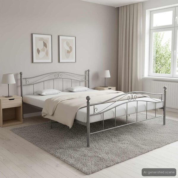 vidaXL Estrutura de cama metal 160x200 cm cinzento