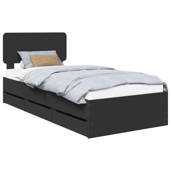 vidaXL Estrutura da Cama Preto 75 x 190 cm Madeira engenheirada